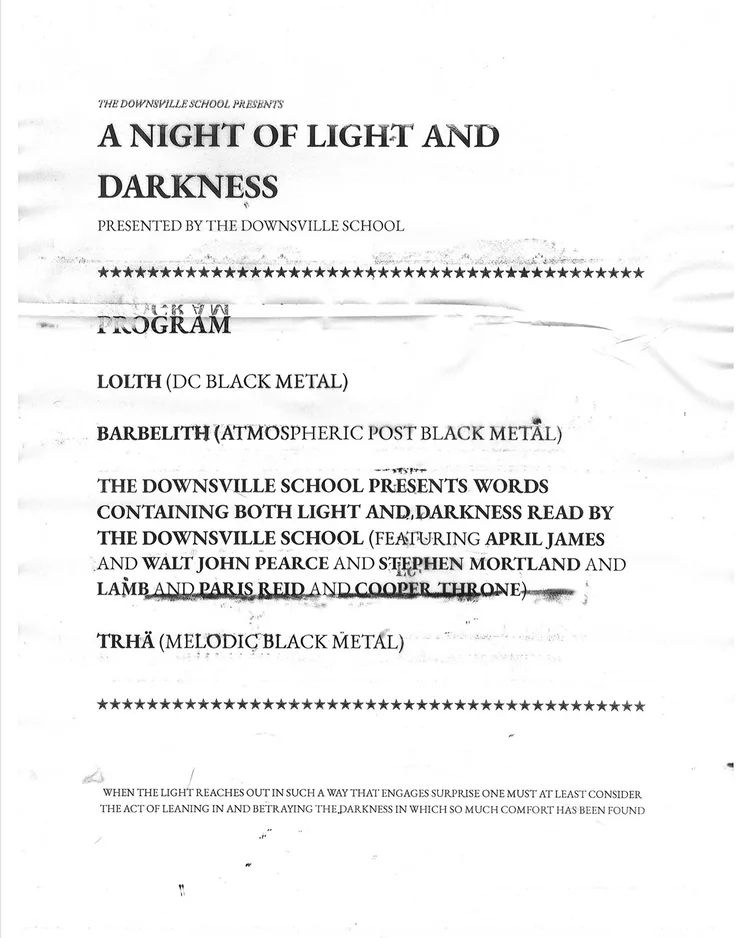 Program for A Night of Light and Darkness